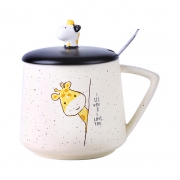 悠家良品 陶瓷马克杯 带盖勺 400ml