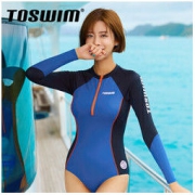 TOSWIM 拓胜 TS81020693004 女士防晒连体三角游泳衣 S码 深夜蔚蓝
