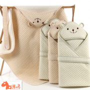A类纯棉！张小马 婴儿彩棉春夏款抱被 9.9元包邮（需用券）