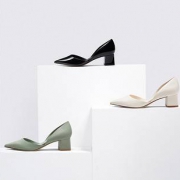 CHARLES & KEITH    女士尖头粗跟单鞋