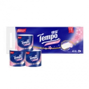 包邮Tempo/得宝卷纸樱花味4层压花加厚160g*10卷卫生纸卷筒纸纸品 *5件
