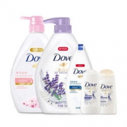 多芬（Dove）沐浴露套装 深层营润730G+ 沁醒水透730G送旅行装 190G+2X50ML *2件
