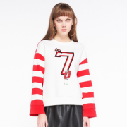 条纹撞色！cache cache 7620007123 女款时尚套头休闲服