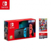 任天堂 Nintendo Switch 国行续航版增强版红蓝主机 & 超级马力欧 奥德赛 游戏实体卡 & 128G闪迪TF卡