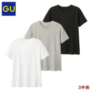 简约居家！GU 极优 317409 男装圆领T恤 3件装