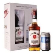 Jim Beam 金宾 美国波本威士忌 嗨棒限定套装（1瓶金宾白占边+2罐苏打汽水）