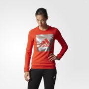 1日0点黑卡会员！adidas 阿迪达斯 运动型格 女子 针织套头衫 红 BS3241