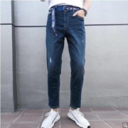 Semir 森马 男装  锥形破洞九分弹力牛仔裤