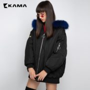 KAMA 卡玛  女士连帽棉服