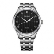 SEIKO 精工 PRESAGE 领航系列 SRPC81J1 男士机械腕表 41.74mm 黑色 银色 不锈钢