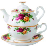 戴安娜王妃最爱系列！Royal Albert 皇家阿尔伯特 老镇玫瑰系列 骨瓷 复古镶金茶壶套装 到手461.5元