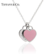 Tiffany&Co. 蒂芙尼 28751249 粉色珐琅 925银双心项链