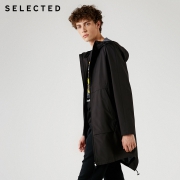 SELECTED 思莱德 S418321519 男士拉链中长款连帽风衣