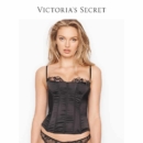 VICTORIA’S SECRET 维多利亚的秘密 11167924 缎面蕾丝饰边镂空系带1/2罩杯塑身衣