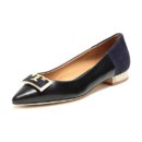 TORY BURCH 汤丽柏琦 TB女鞋 牛皮/绒面皮革平底鞋单鞋 57228 017 黑色午夜蓝 6/36