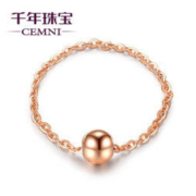 CEMNI 千年珠宝 18K金 圆珠尾戒