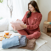 柔软保暖！靖辰 女士加厚款法兰绒睡衣