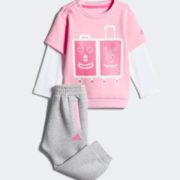 1日0点！ adidas 阿迪达斯 儿童圆领印花长袖套装