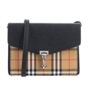 BURBERRY 博柏利 4080075 女士Vintage格纹拼皮斜挎包