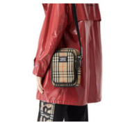 BURBERRY 博柏利 Vintage格纹 男士拼皮单肩包