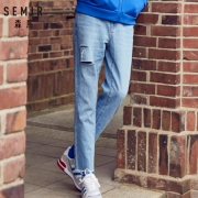 Semir 森马 19-029241104 男士牛仔破洞九分裤
