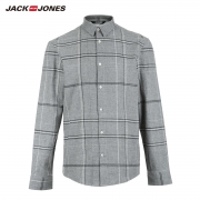 限码：JackJones 杰克琼斯 218405521 纯棉格纹磨毛长袖衬衫*3件