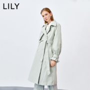 聚划算百亿补贴：LILY女装  气质翻领斜纹   系带收腰中长款风衣