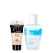天猫U先： MAYBELLINE 美宝莲 fitme 定制水感粉底液 5ml+眼唇卸妆液 40ml