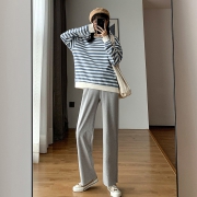 loannina  高腰垂感阔腿运动裤