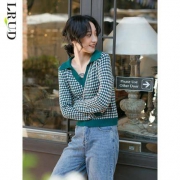 LRUD 3AG7107 女士复古V领针织衫