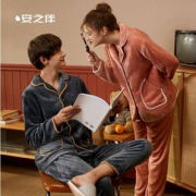 双面珊瑚绒！Anzhiban 安之伴 情侣款珊瑚绒家居服套装