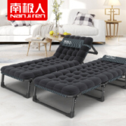 南极人折叠床  办公室午睡躺椅   条纹黑方管+厚珍珠棉垫  191*68CM