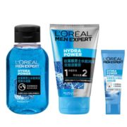 质地清爽！L'Oreal Paris 欧莱雅 男士水能保湿护肤体验装（洁面50ml+水凝露50ml+滋润露15ml）