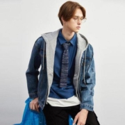 唐狮 623310056403 男士可拆卸帽牛仔外套