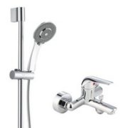 历史低价！ MOEN 摩恩 12333EC+S902EC 手持花洒+冷热龙头+不锈钢滑竿 花洒套装