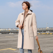 JEANSWEST 真维斯 女士中长款单排扣翻领毛呢大衣