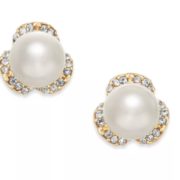 Charter Club Imitation Pearl & Pavé Stud Earrings 珍珠耳钉