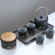 苏氏陶瓷  手绘彩画茶具 7件功夫茶具套装