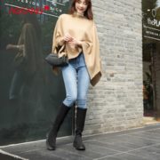 双11预售！ AOKANG 奥康  女款系带厚底不过膝靴