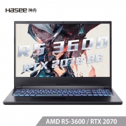 历史低价： Hasee 神舟 战神 A7000 15.6英寸游戏本 (R5-3600、8GB、512GB SSD、RTX2070、144Hz、72NTSC)