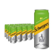 Schweppes 怡泉 无糖零卡 柠檬味 苏打水 汽水饮料 330ml*24罐 整箱装 *4件