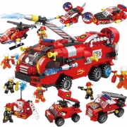 HUIQIBAO TOYS 汇奇宝 城市消防车 整套六盒 387颗粒