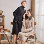 Tonlion 唐狮 62442FC01 女高领净色毛衣裙