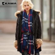 kama 卡玛 7415771 女士毛领显瘦棉服