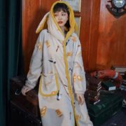 Cottonshell 棉籽壳 女士长款可爱兔耳珊瑚绒睡袍