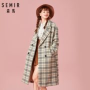 时尚格纹元素！Semir 森马 19-078100307 女士毛呢外套