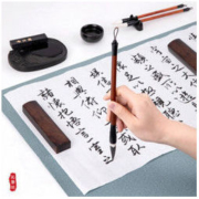 deli 得力 沁笔坊 文房四宝书法套装（毛笔/墨锭/石砚/笔搁/水碗/镇尺） *2件