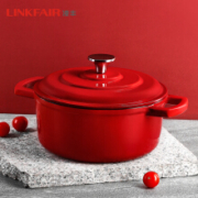 凌丰  LINKFAIR  珐琅锅   铸铁搪瓷汤锅  果酱红22cm/3.6L