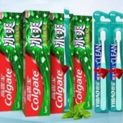 聚划算百亿补贴：Colgate 高露洁 冰爽冷萃龙井牙膏120g*3支+牙刷*2支