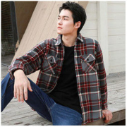 JEANSWEST 真维斯 131TB015 男士加绒保暖格子衬衫